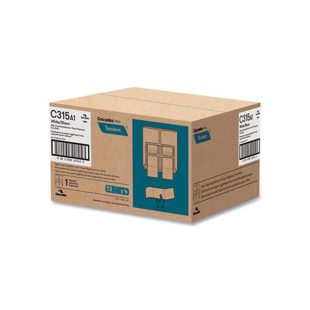 Tandem No Touch High Capacity Bath Tissue Dispenser, 12.6 x 6.6 x 12, White. Picture 3