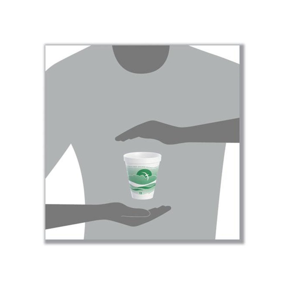 Horizon Hot/Cold Foam Drinking Cups, 12 oz, White/Green, 25/Bag, 40 Bags/Carton. Picture 6