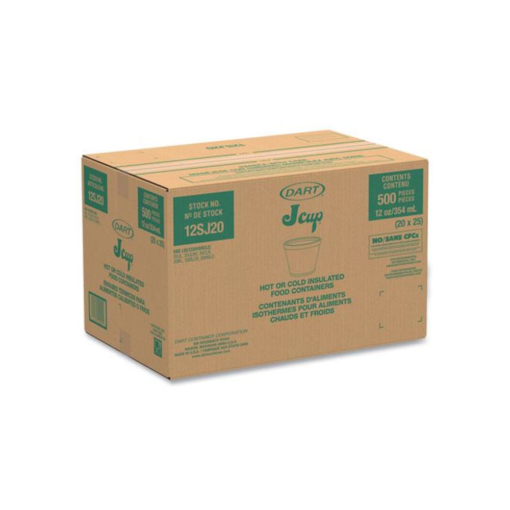 Food Containers, 12 oz, White, Foam, 25/Bag, 20 Bags/Carton. Picture 2