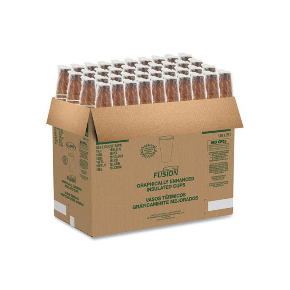 Fusion Escape Foam Hot/Cold Cups, 16 oz, Brown/Black, 1,000/Carton. Picture 7
