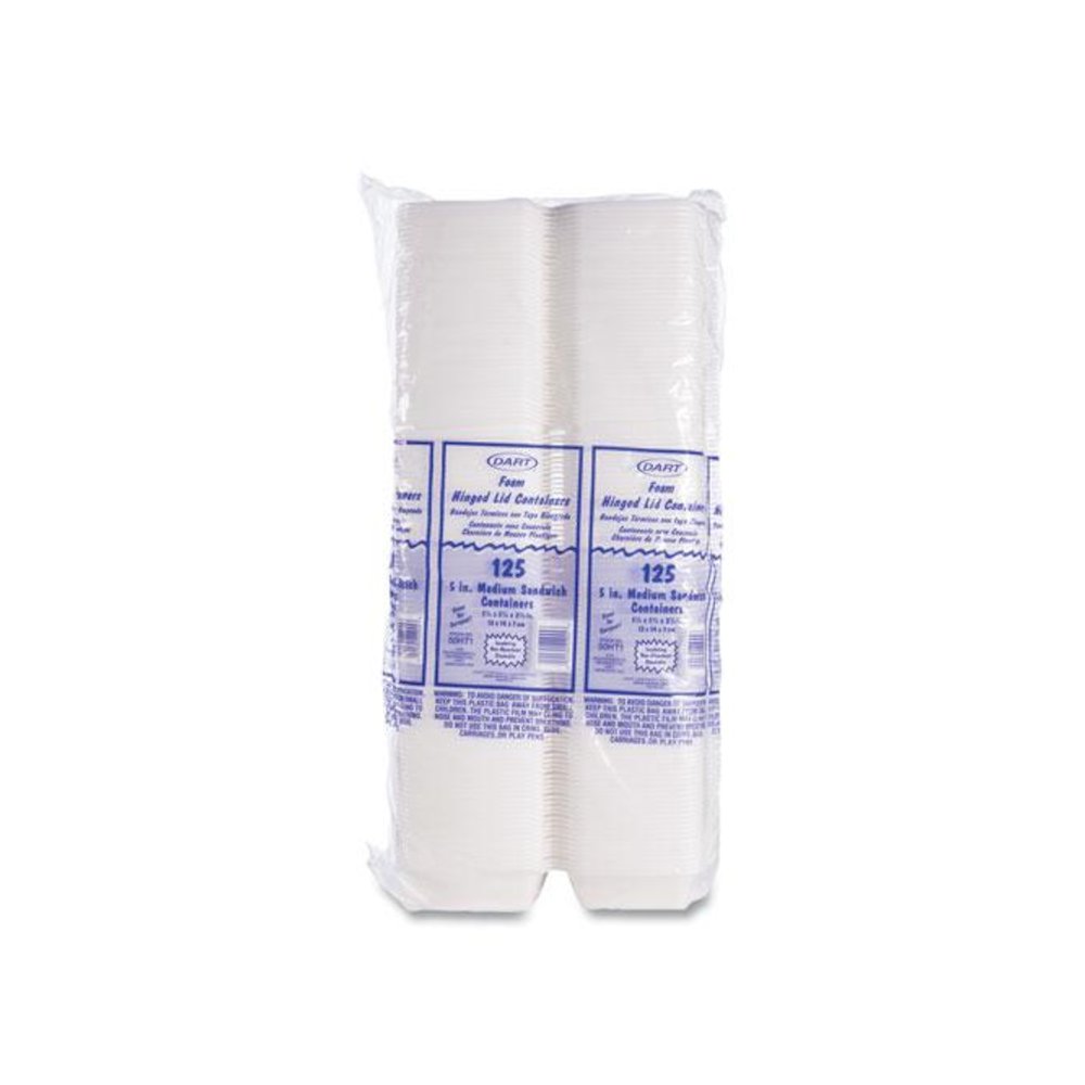 Foam Hinged Lid Containers, 5.38 x 5.5 x 2.88, White, 500/Carton. Picture 3