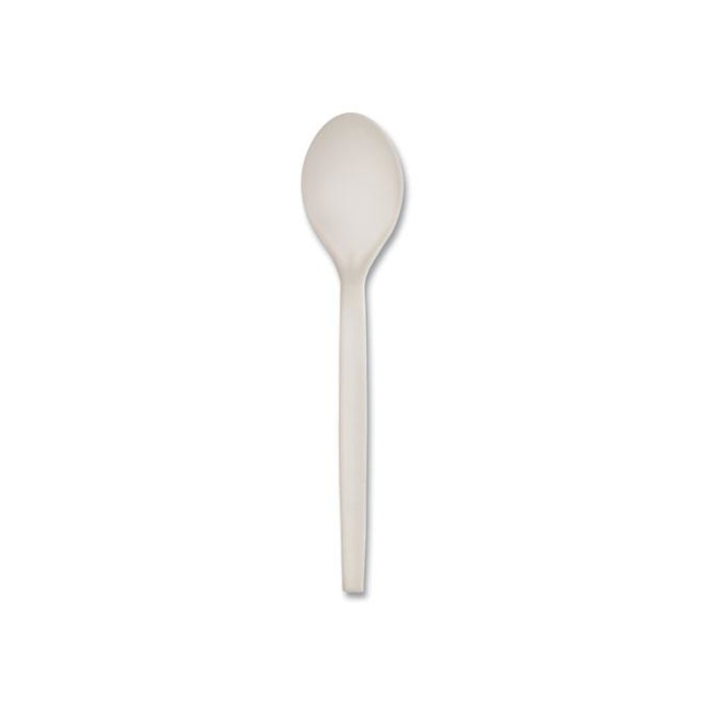 EcoSense Renewable Plant Starch Cutlery, Spoon, Plastic, Cream, 50/Pack, 20 Packs/Carton. Picture 6
