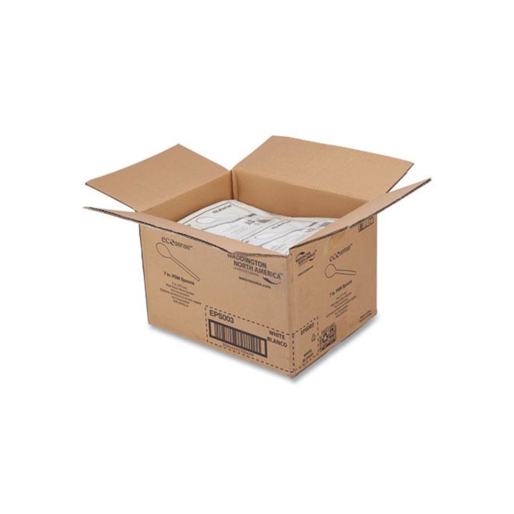 EcoSense Renewable Plant Starch Cutlery, Spoon, Plastic, Cream, 50/Pack, 20 Packs/Carton. Picture 3