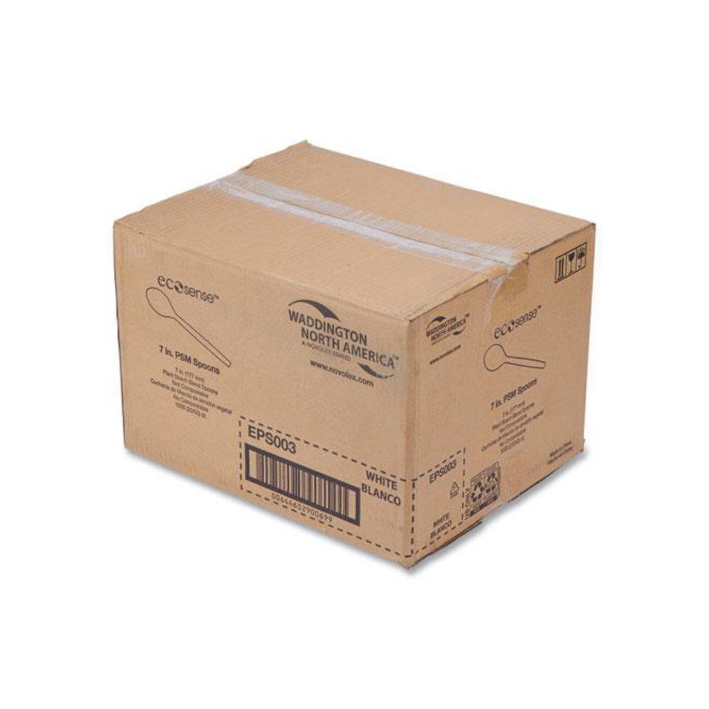 EcoSense Renewable Plant Starch Cutlery, Spoon, Plastic, Cream, 50/Pack, 20 Packs/Carton. Picture 2