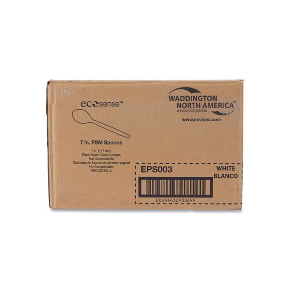 EcoSense Renewable Plant Starch Cutlery, Spoon, Plastic, Cream, 50/Pack, 20 Packs/Carton. Picture 1