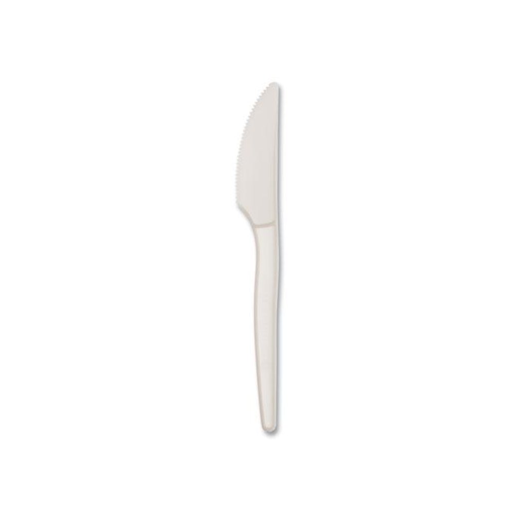 EcoSense Renewable Plant Starch Cutlery, Knife, Plastic, Cream, 50/Pack, 20 Packs/Carton. Picture 5