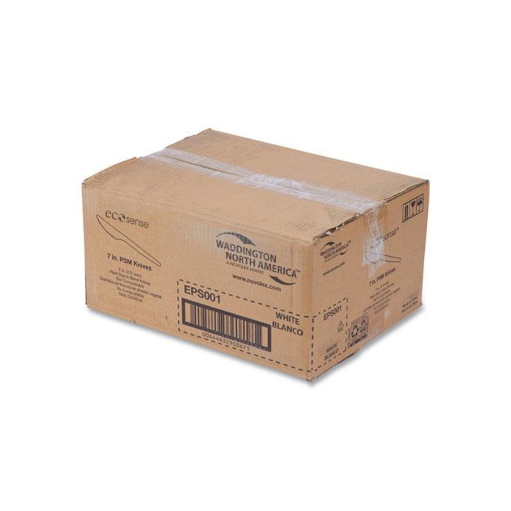 EcoSense Renewable Plant Starch Cutlery, Knife, Plastic, Cream, 50/Pack, 20 Packs/Carton. Picture 3