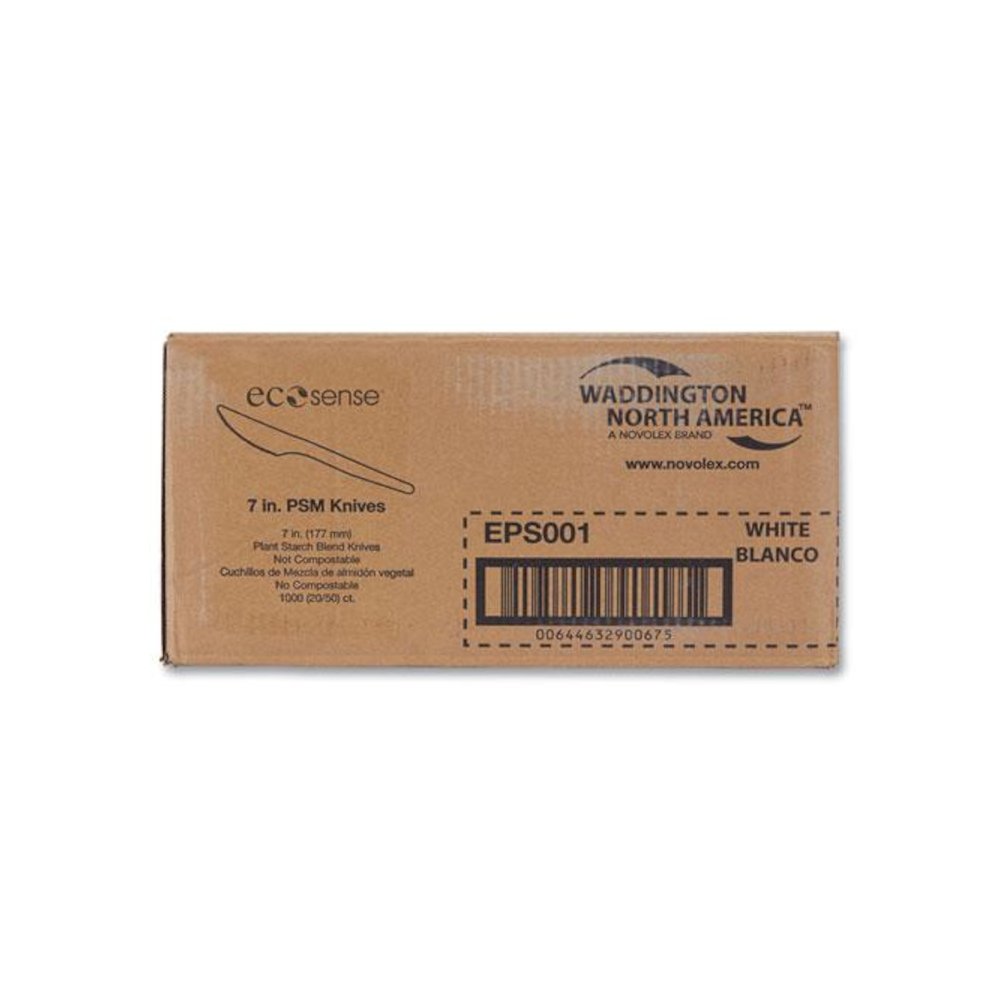 EcoSense Renewable Plant Starch Cutlery, Knife, Plastic, Cream, 50/Pack, 20 Packs/Carton. Picture 1
