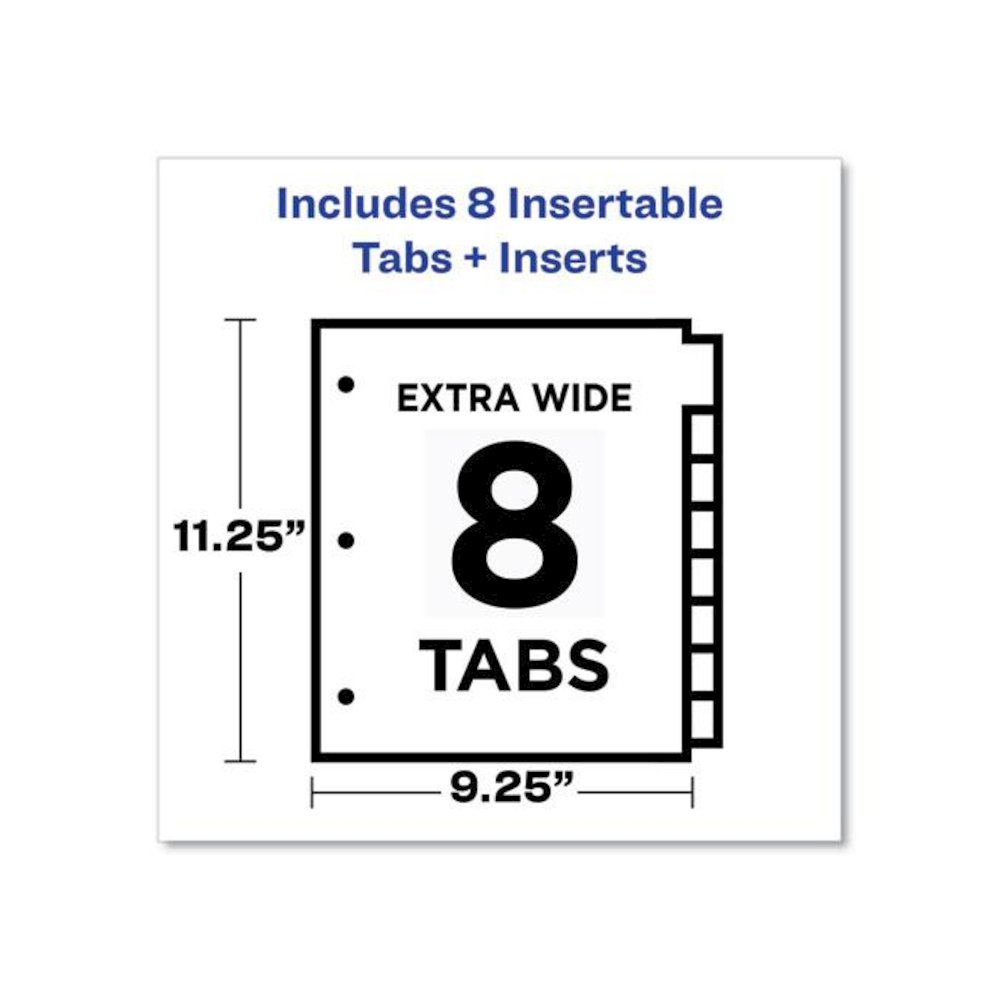 Insertable Big Tab Plastic 2-Pocket Dividers, 8-Tab, 11.13 x 9.25, Assorted, 1 Set. Picture 3