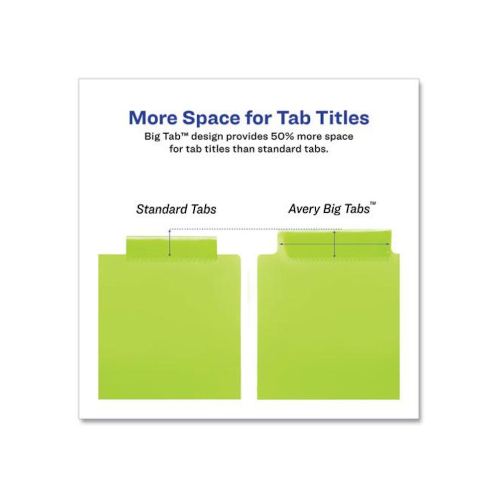 Insertable Big Tab Plastic 2-Pocket Dividers, 8-Tab, 11.13 x 9.25, Assorted, 1 Set. Picture 6
