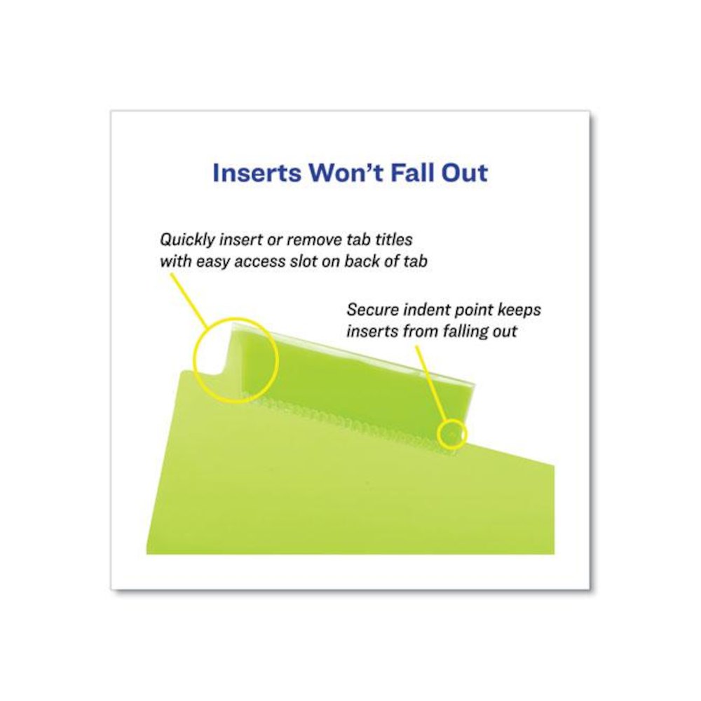Insertable Big Tab Plastic 2-Pocket Dividers, 8-Tab, 11.13 x 9.25, Assorted, 1 Set. Picture 7