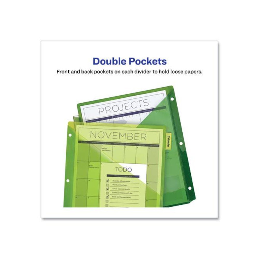 Insertable Big Tab Plastic 2-Pocket Dividers, 8-Tab, 11.13 x 9.25, Assorted, 1 Set. Picture 8