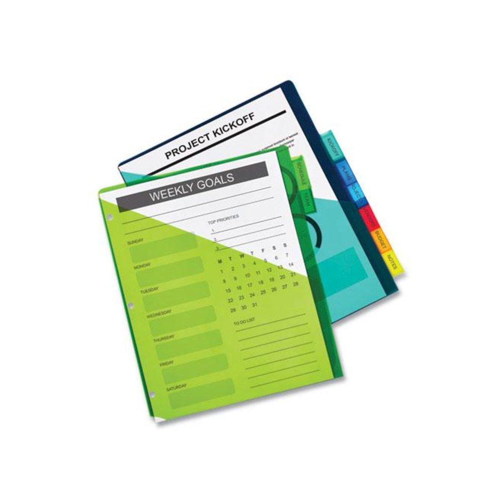 Insertable Big Tab Plastic 2-Pocket Dividers, 8-Tab, 11.13 x 9.25, Assorted, 1 Set. Picture 9