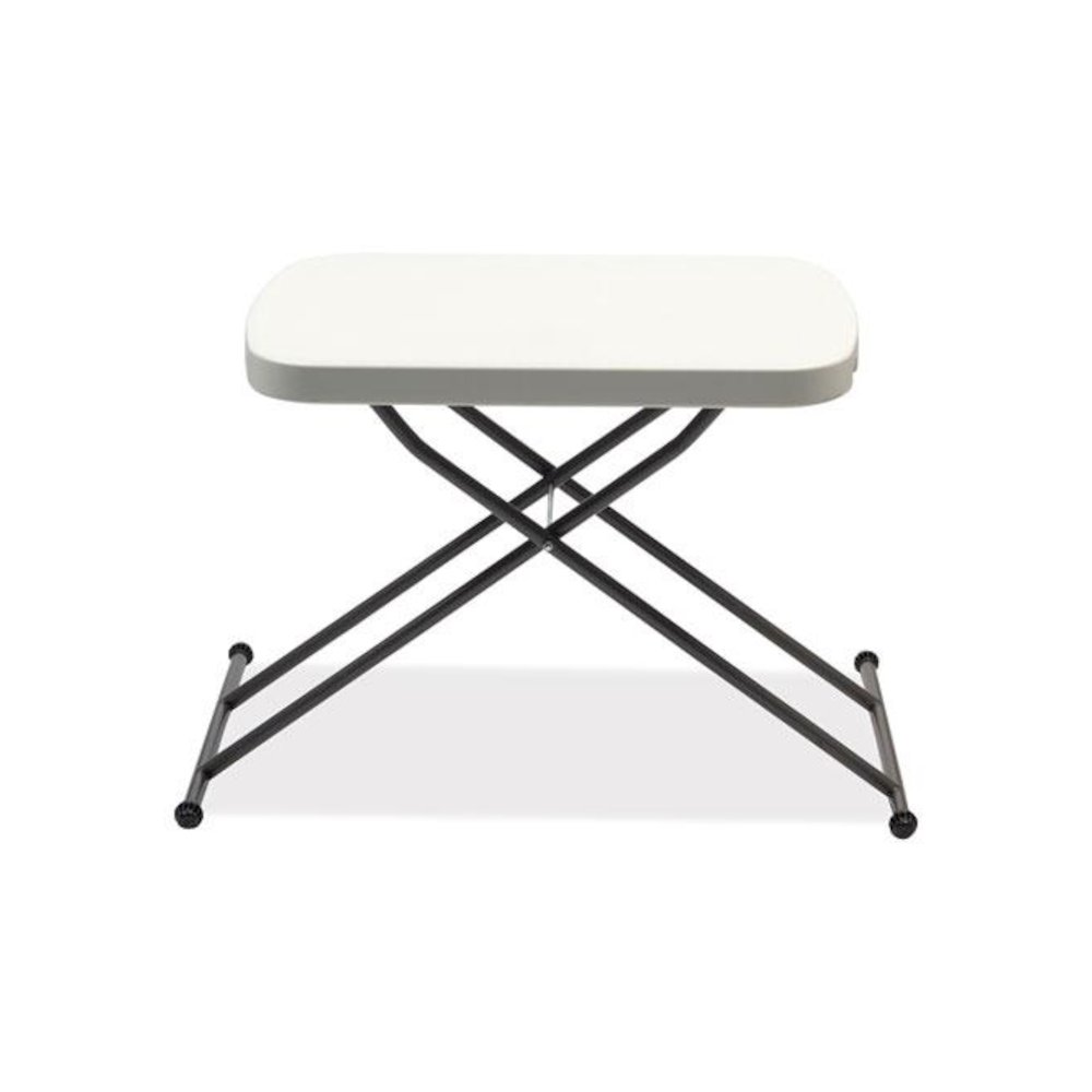 Height-Adjustable Personal Folding Table, Rectangular, 25.6" x 17.7" x 19" to 28", White Top, Dark Gray Legs. Picture 1