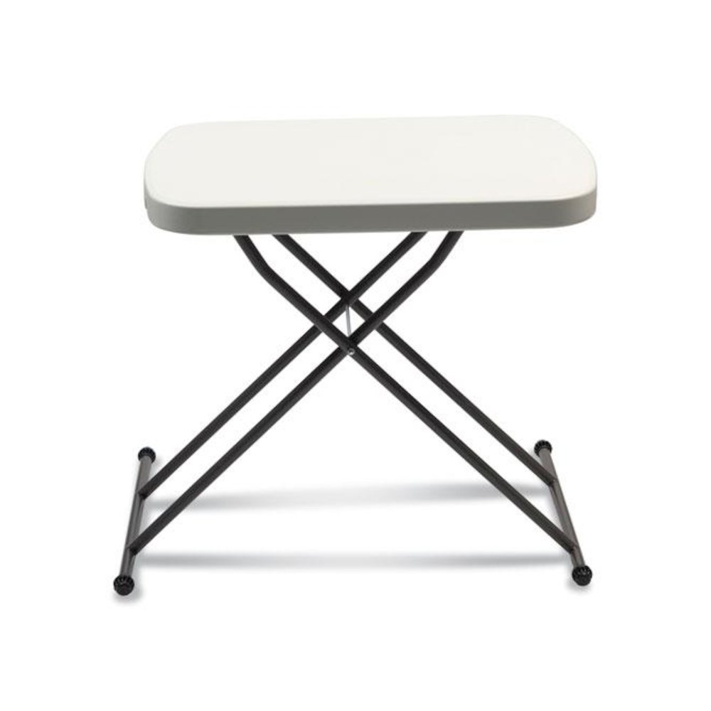 Height-Adjustable Personal Folding Table, Rectangular, 25.6" x 17.7" x 19" to 28", White Top, Dark Gray Legs. Picture 4