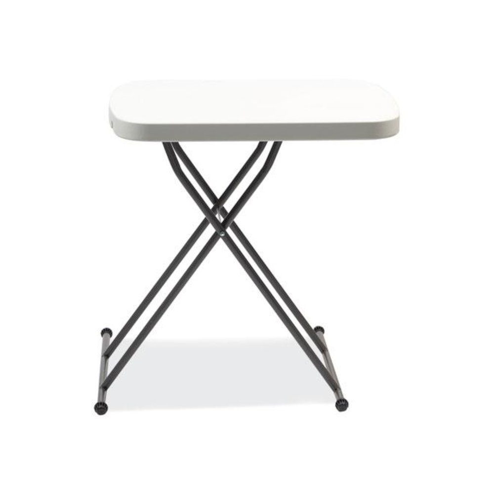 Height-Adjustable Personal Folding Table, Rectangular, 25.6" x 17.7" x 19" to 28", White Top, Dark Gray Legs. Picture 5