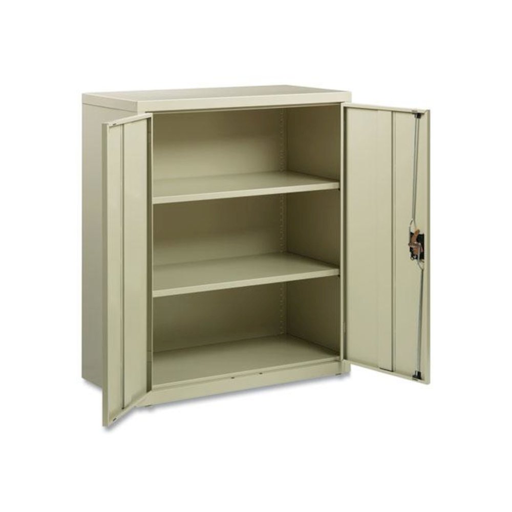 Economy Assembled Storage Cabinets, 3 Shelves, 36" x 18" x 42", Putty. Picture 2