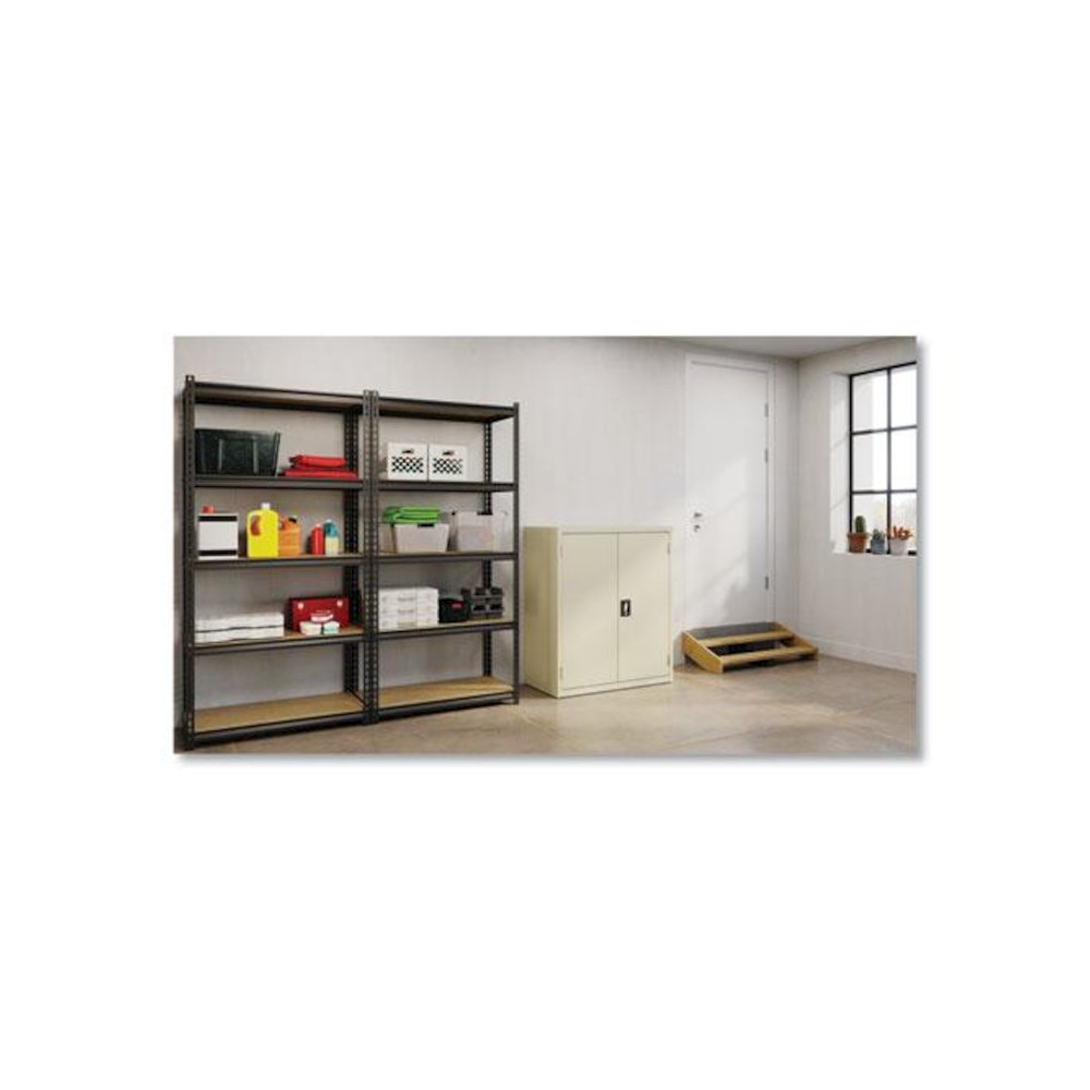 Economy Assembled Storage Cabinets, 3 Shelves, 36" x 18" x 42", Putty. Picture 5