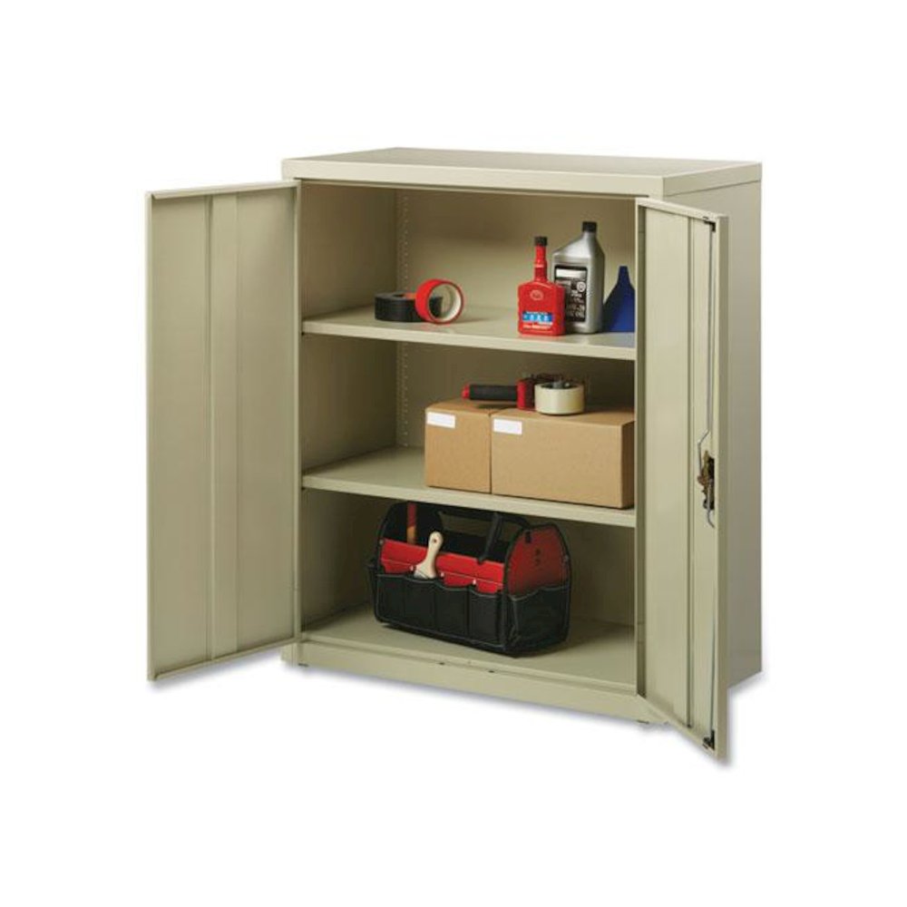Economy Assembled Storage Cabinets, 3 Shelves, 36" x 18" x 42", Putty. Picture 1