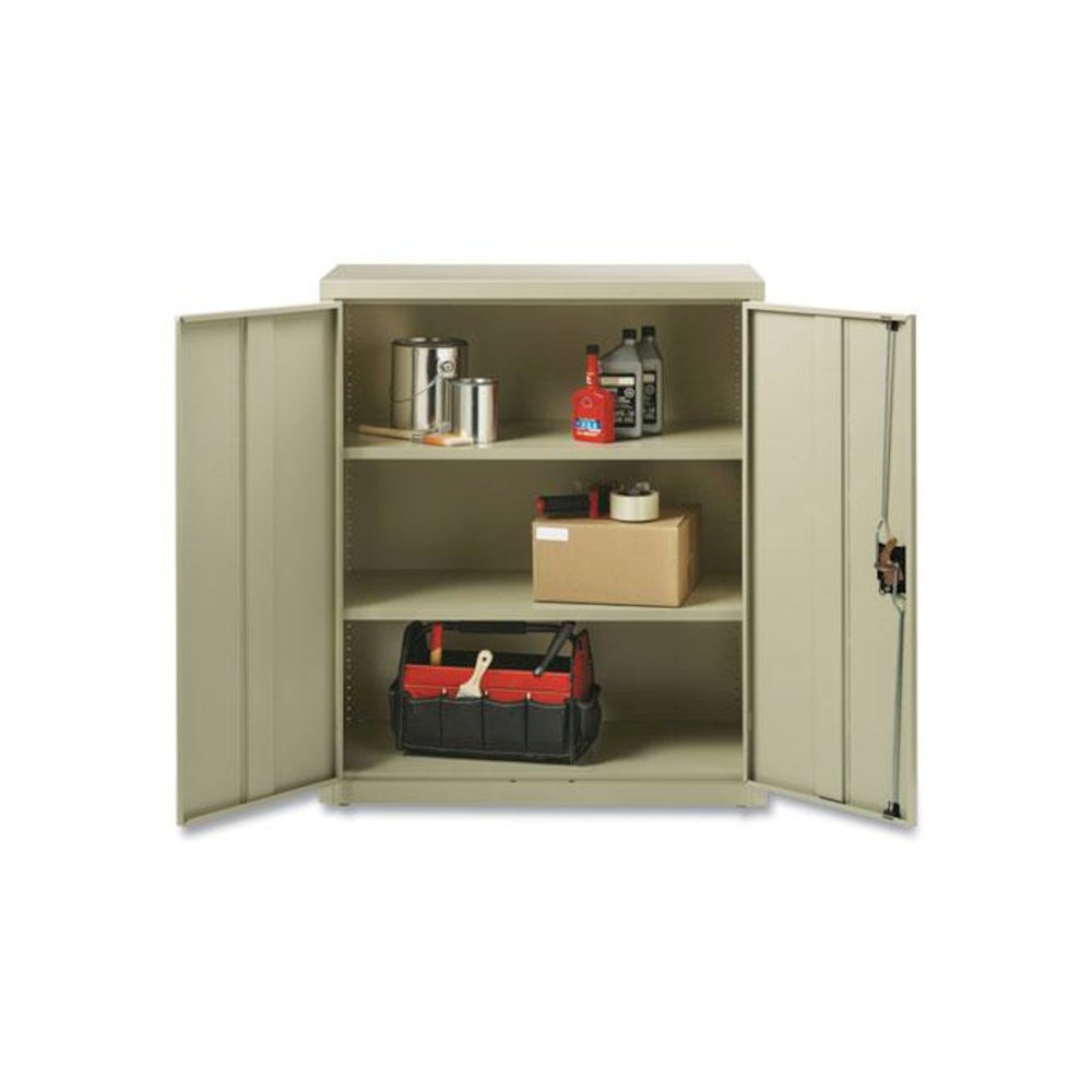 Economy Assembled Storage Cabinets, 3 Shelves, 36" x 18" x 42", Putty. Picture 8