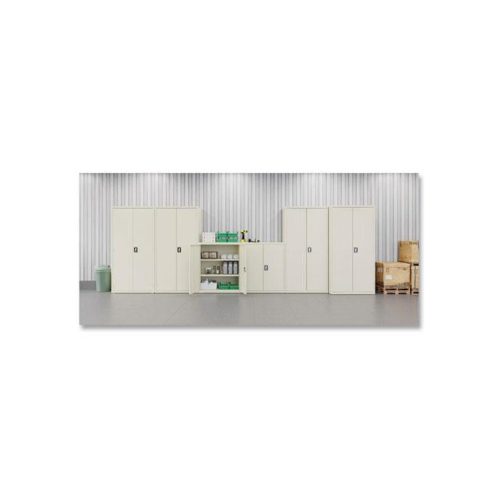 Economy Assembled Storage Cabinets, 3 Shelves, 36" x 18" x 42", Putty. Picture 9