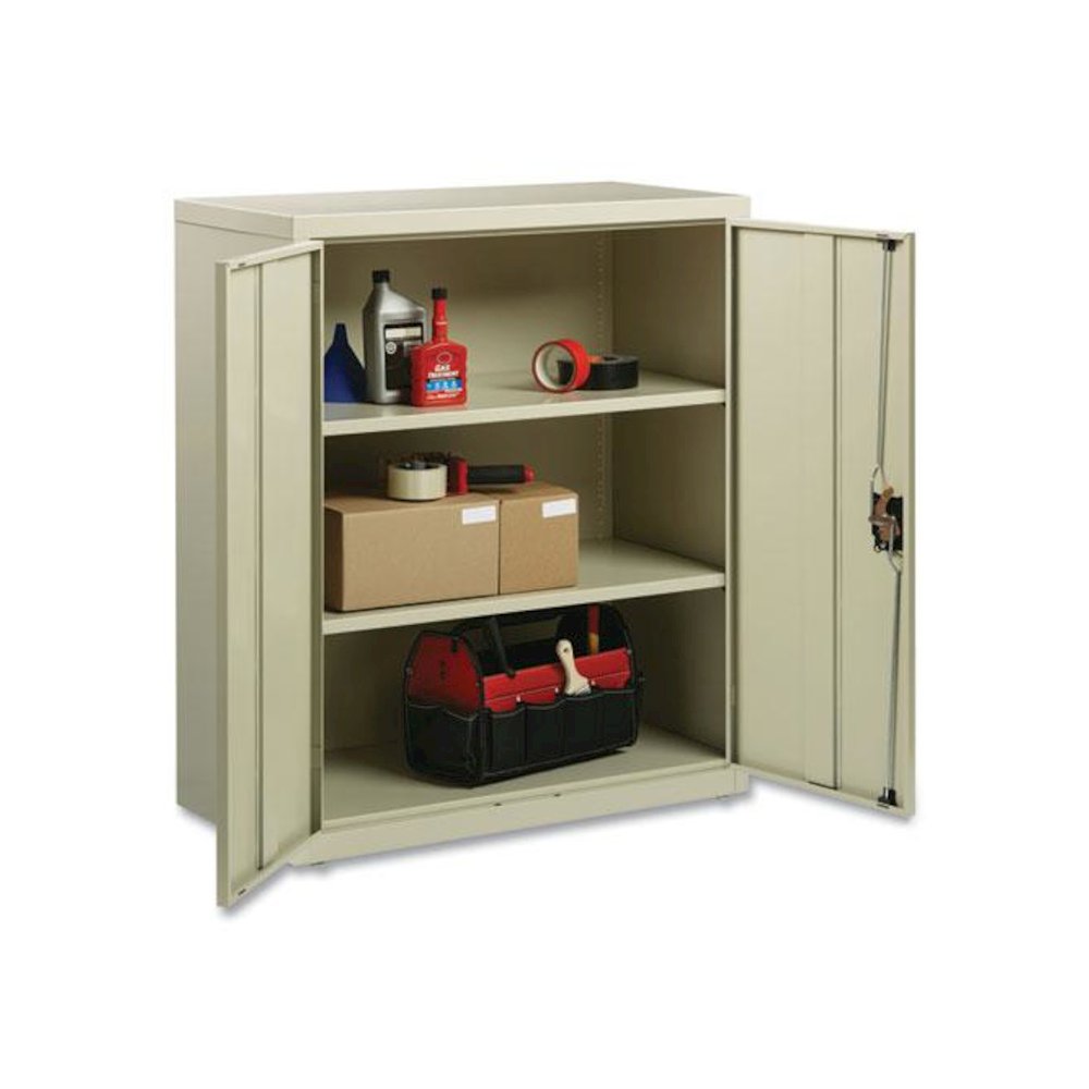 Economy Assembled Storage Cabinets, 3 Shelves, 36" x 18" x 42", Putty. Picture 10