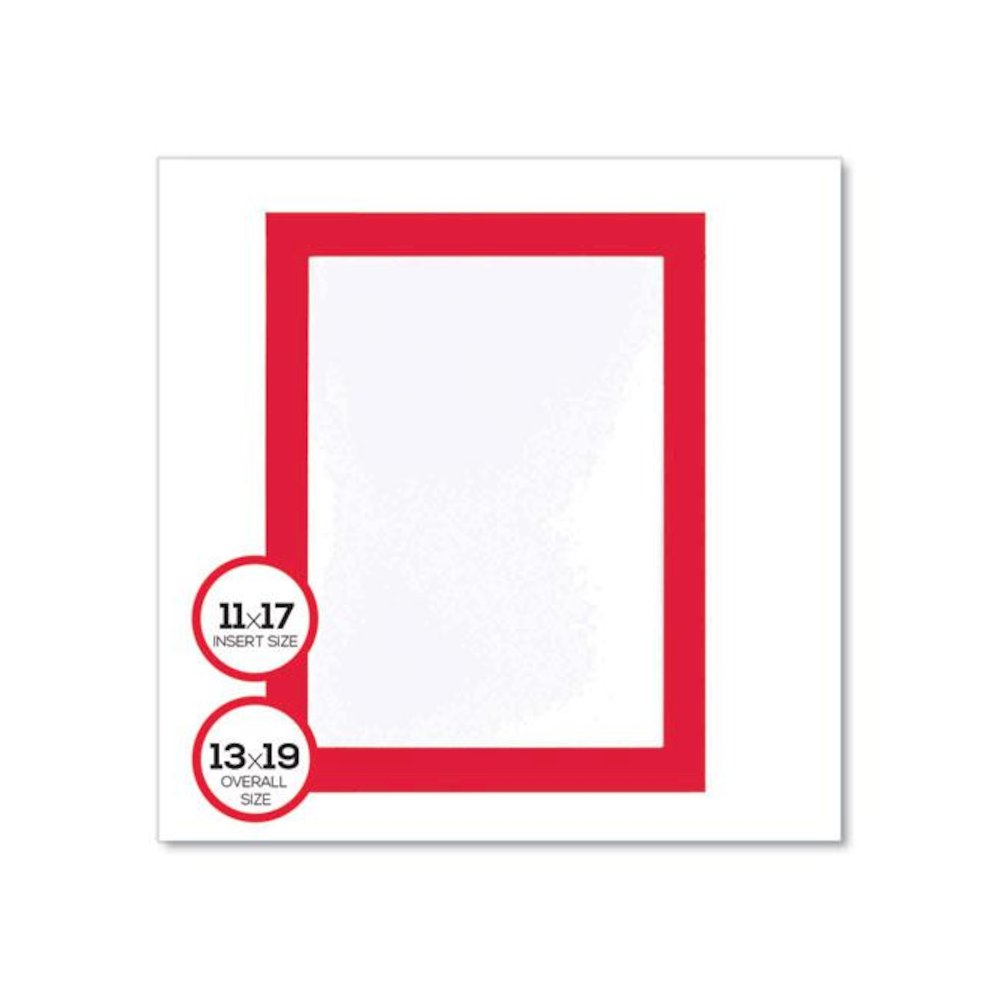 Self Adhesive Sign Holders, 11 x 17 Insert, Clear with Red Border, 2/Pack. Picture 6