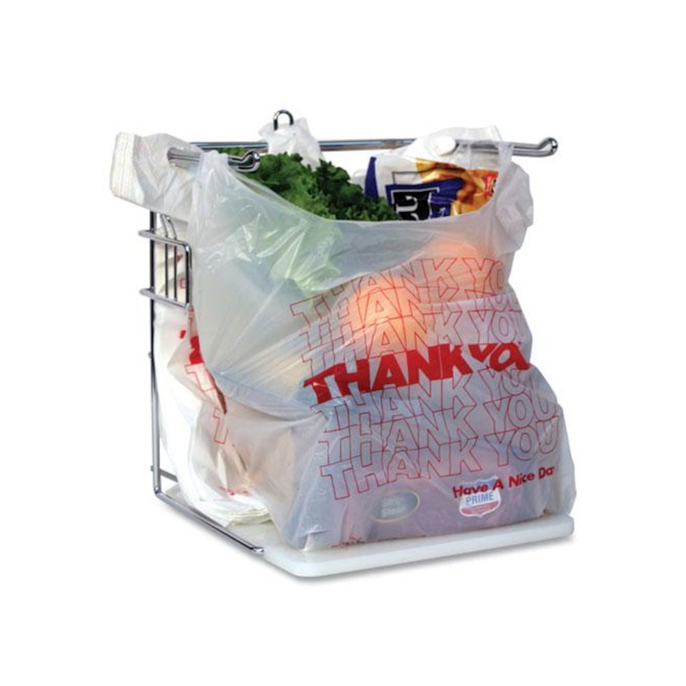 Thank You Bags, Thank You - Have a Nice Day Labeling, Cut-Out Handles, 13" x 8" x 23", White/Red, 1,000/Carton. Picture 4