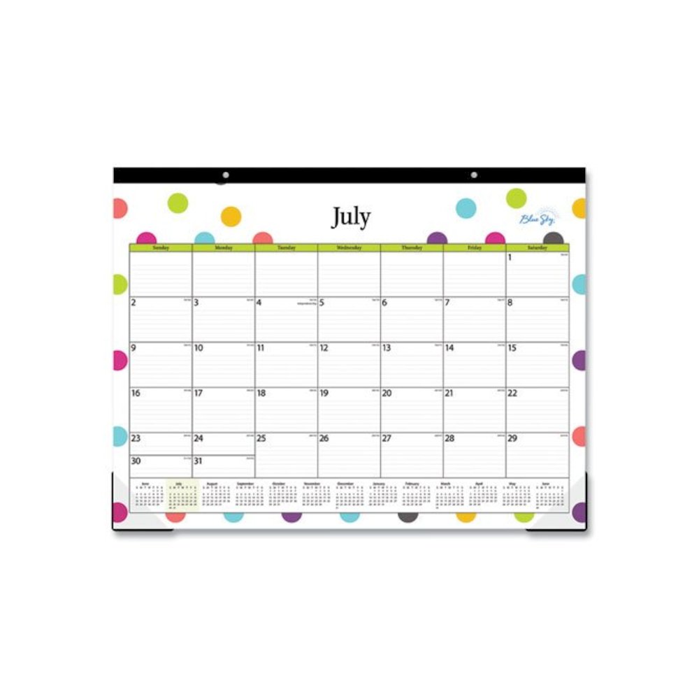 Teacher Dots Academic Desk Pad, 22 x 17, Black Binding, Clear Corners, 12-Month (July to June): 2025 to 2026. Picture 1