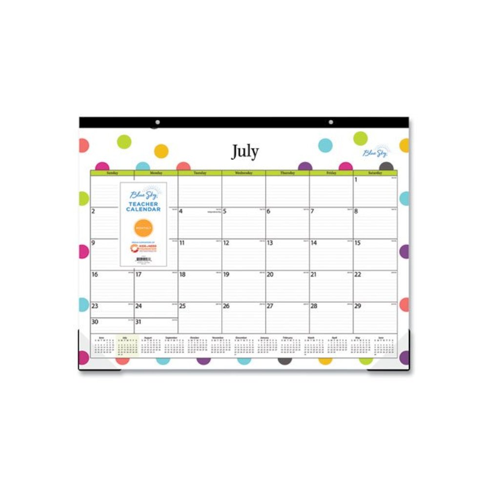 Teacher Dots Academic Desk Pad, 22 x 17, Black Binding, Clear Corners, 12-Month (July to June): 2025 to 2026. Picture 2