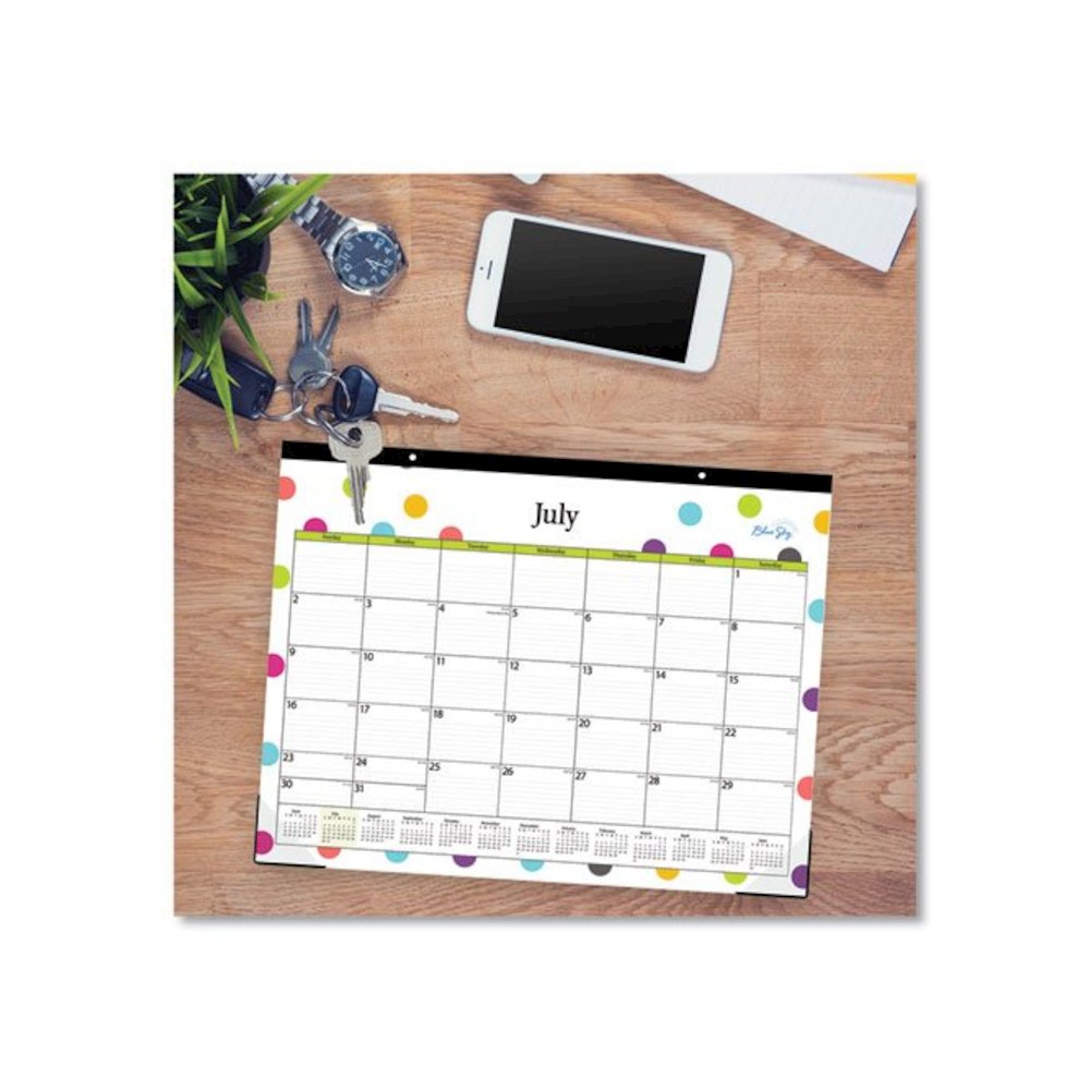 Teacher Dots Academic Desk Pad, 22 x 17, Black Binding, Clear Corners, 12-Month (July to June): 2025 to 2026. Picture 3