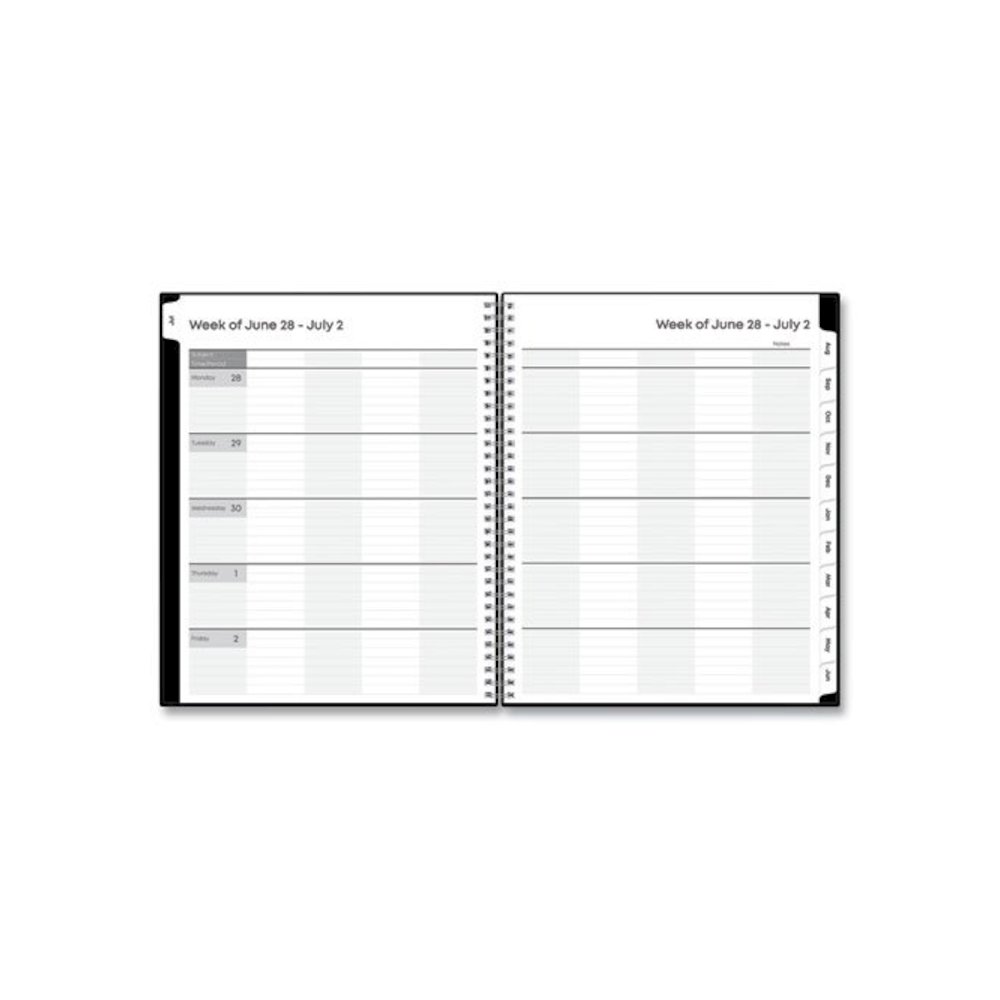 Teacher's Solid Black Weekly/Monthly Lesson Planner, 9 Classes, 11 x 8.5 Sheets, 12-Month (July to June), 2025 to 2026. Picture 2