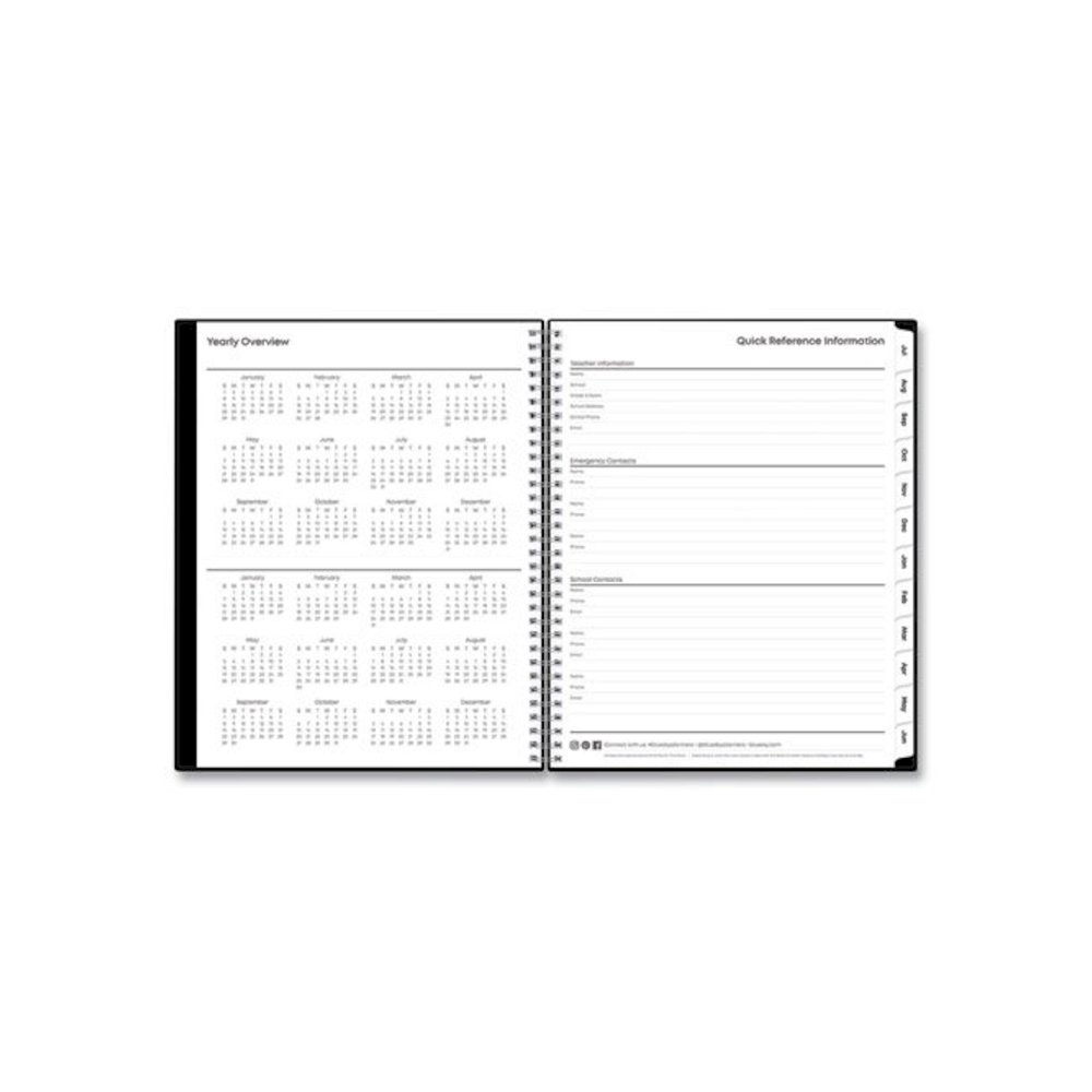 Teacher's Solid Black Weekly/Monthly Lesson Planner, 9 Classes, 11 x 8.5 Sheets, 12-Month (July to June), 2025 to 2026. Picture 5