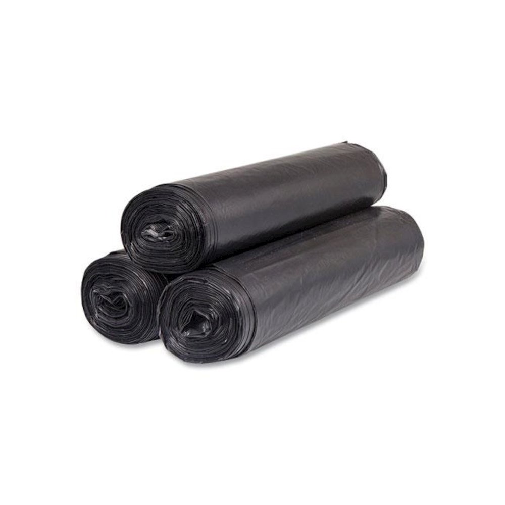 High-Density Commercial Can Liners, 56 gal, 22 mic, 43" x 48", Black, Interleaved Roll, 25 Bags/Roll, 6 Rolls/Carton. Picture 2