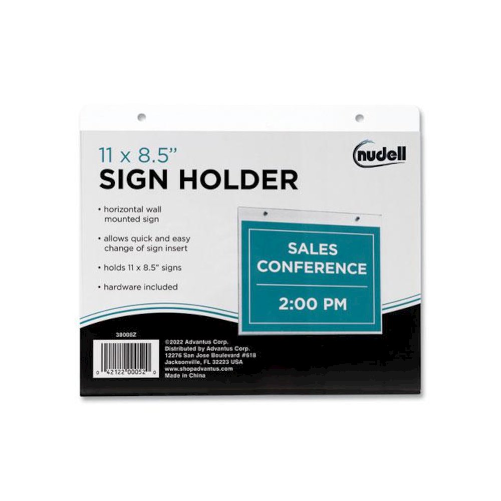 Clear Plastic Horizontal-Orientation Wall Sign Holder with Mounting Screws, Quick-Change Insert System, 11 x 8.5 Insert. Picture 1