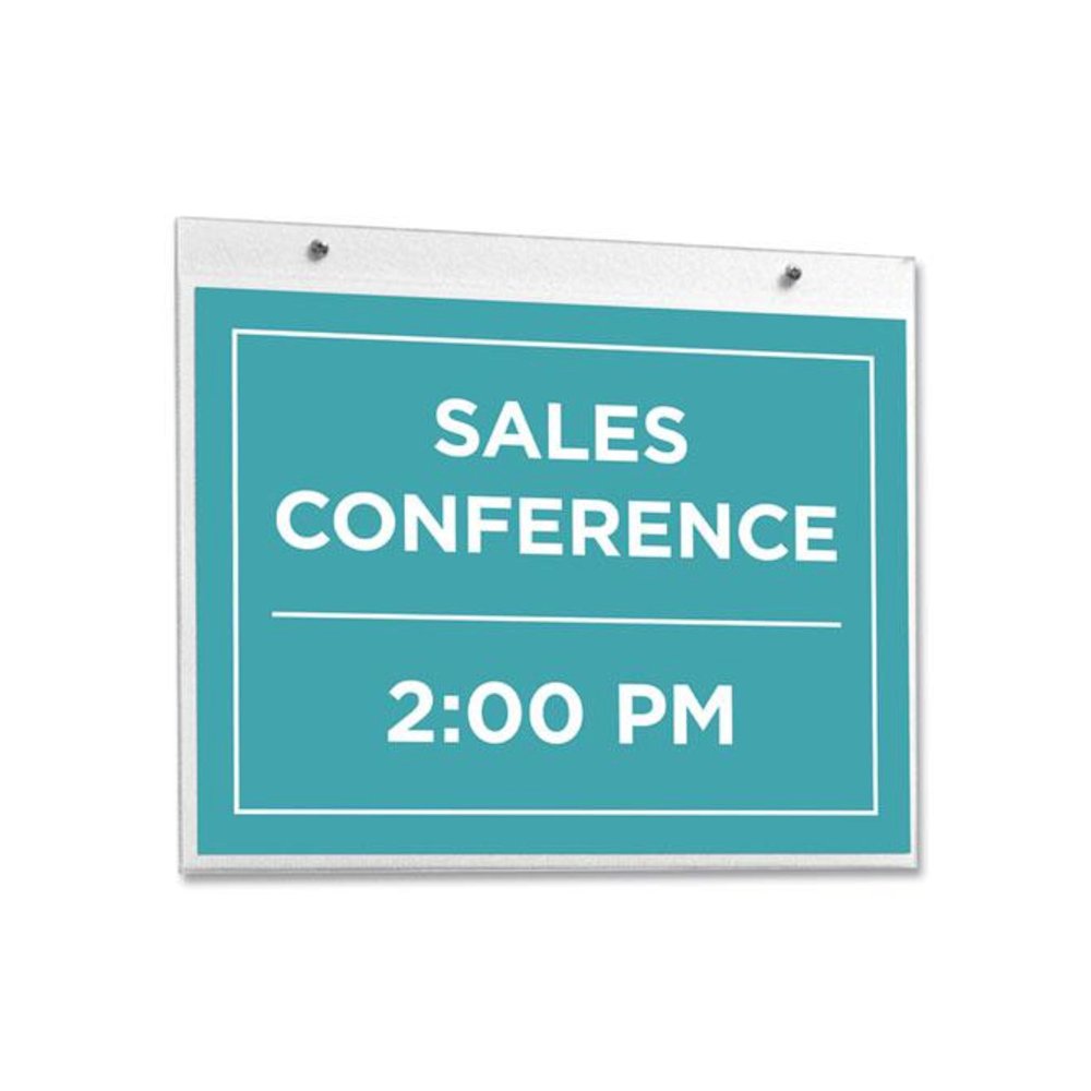 Clear Plastic Horizontal-Orientation Wall Sign Holder with Mounting Screws, Quick-Change Insert System, 11 x 8.5 Insert. Picture 2