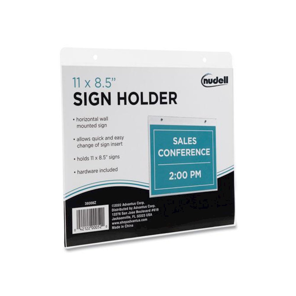 Clear Plastic Horizontal-Orientation Wall Sign Holder with Mounting Screws, Quick-Change Insert System, 11 x 8.5 Insert. Picture 3