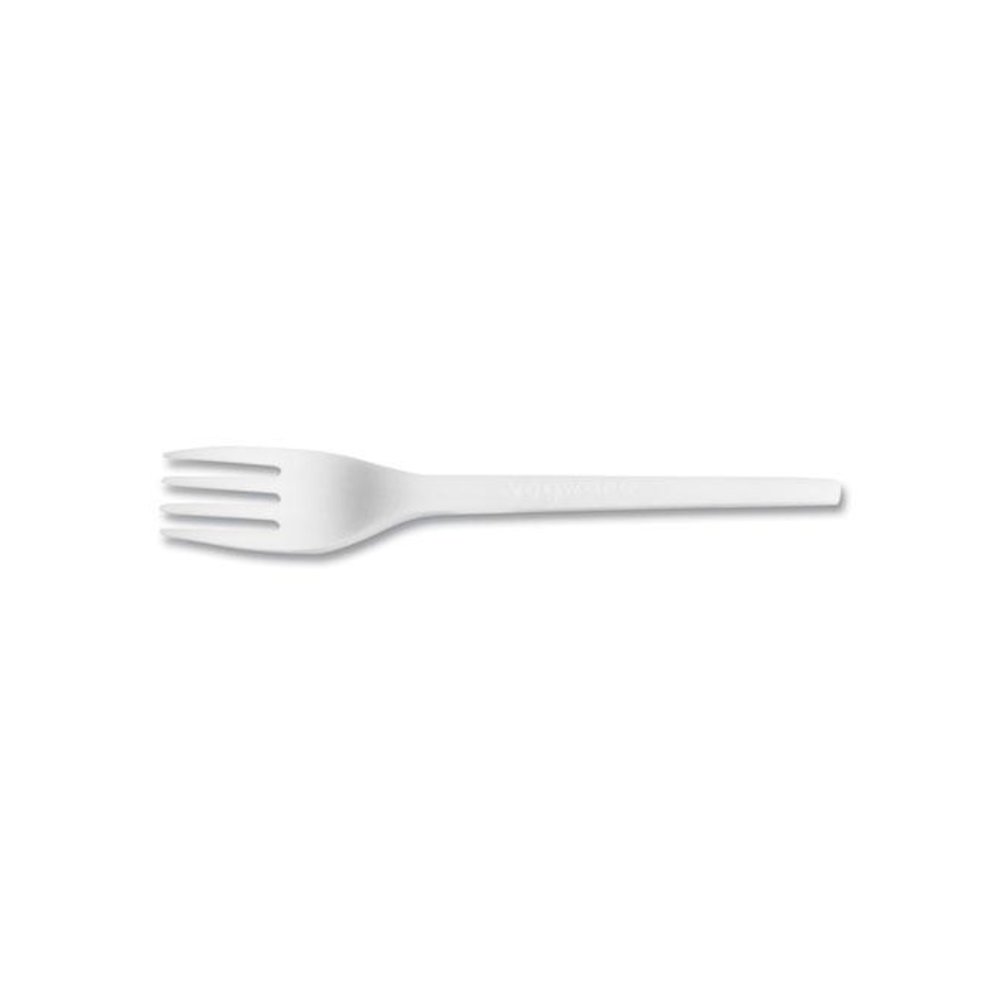 White CPLA Cutlery, General Purpose Fork, Plastic, White, 1,000/Carton. Picture 1