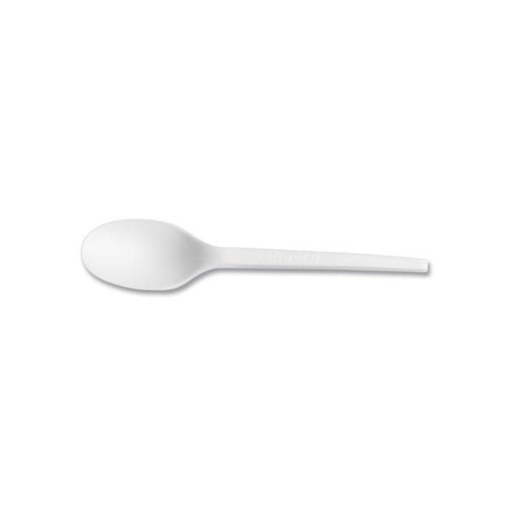 White CPLA Cutlery, General Purpose Spoon, Plastic, 1,000/Carton. Picture 1