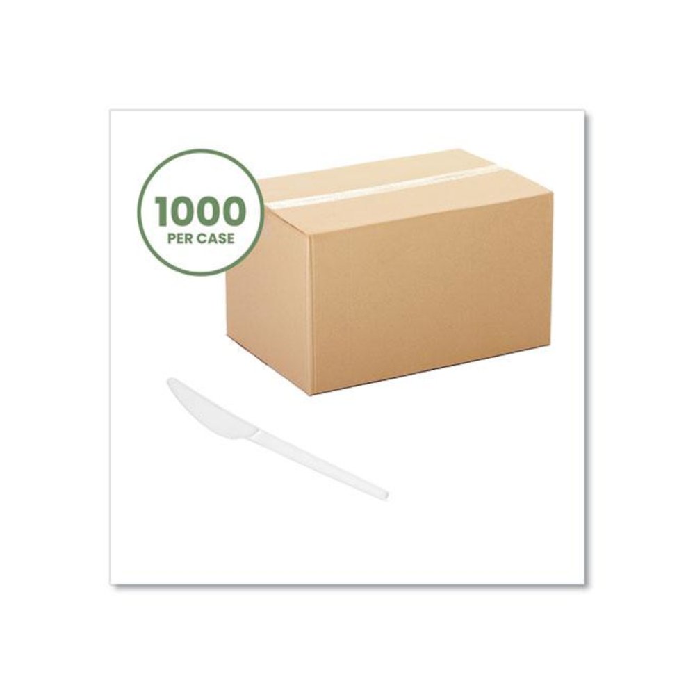 White CPLA Cutlery, General Purpose Knife, Plastic, White, 1,000/Carton. Picture 2