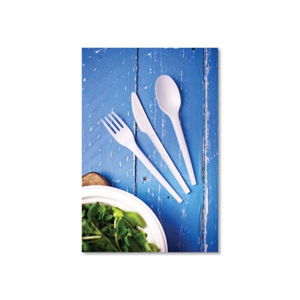 White CPLA Cutlery, General Purpose Fork, Plastic, White, 1,000/Carton. Picture 5