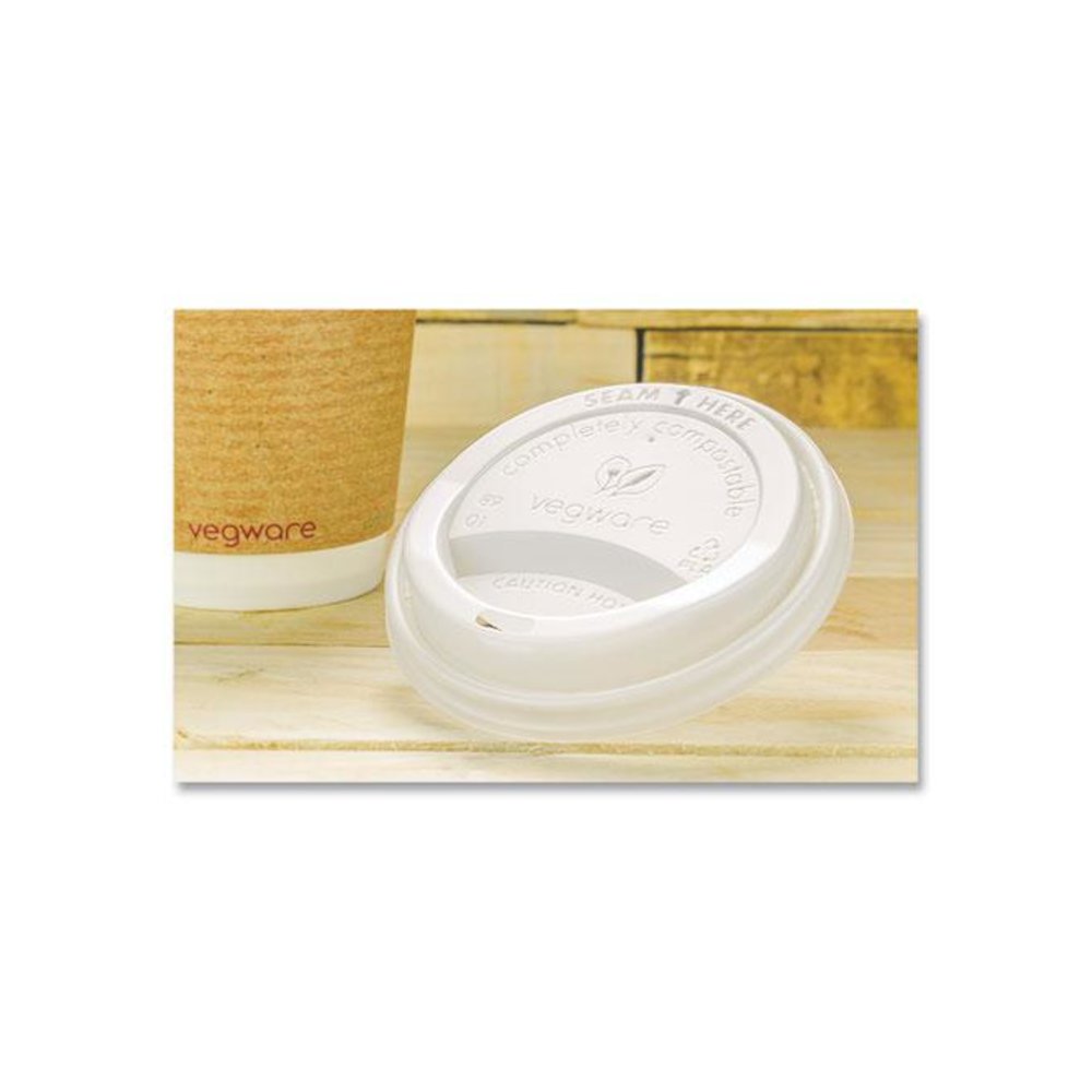 89 Series Hot Cup Lids, Fits Vegware 89-Series Hot Cups, Plastic, White, 1,000/Carton. Picture 4