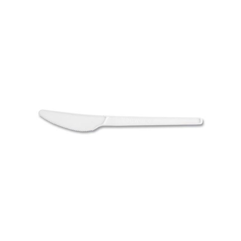 White CPLA Cutlery, General Purpose Knife, Plastic, White, 1,000/Carton. Picture 1