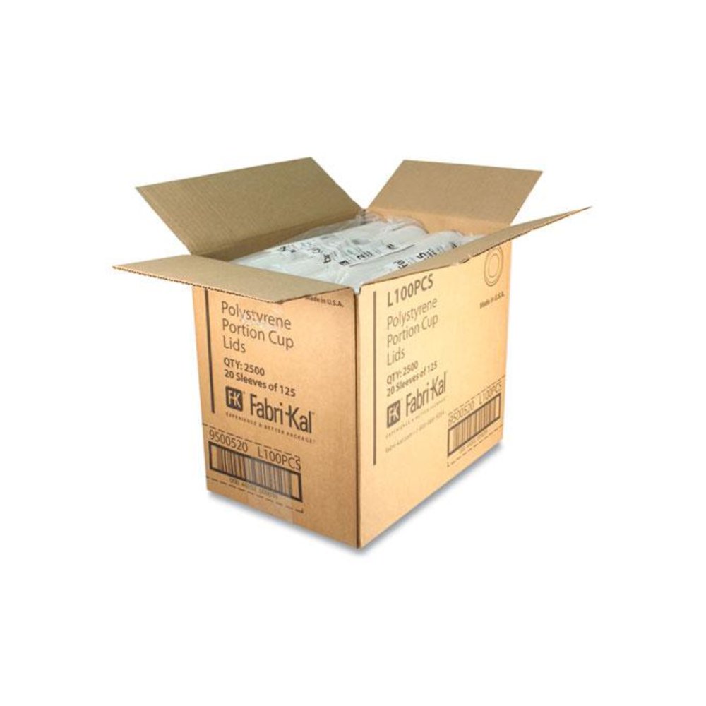 Portion Cup Lids, Fits 1 oz Squat Portion Cups, Plastic, Clear, 125/Sleeve, 20 Sleeves/Carton. Picture 4