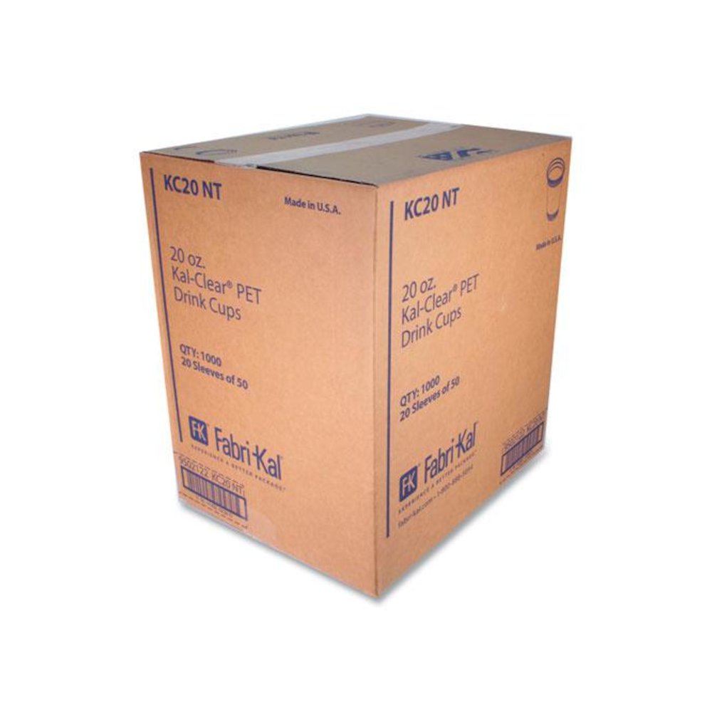 Kal-Clear PET Cold Drink Cups, 20 oz, Plastic, Clear, 50/Bag, 20 Bags/Carton. Picture 2