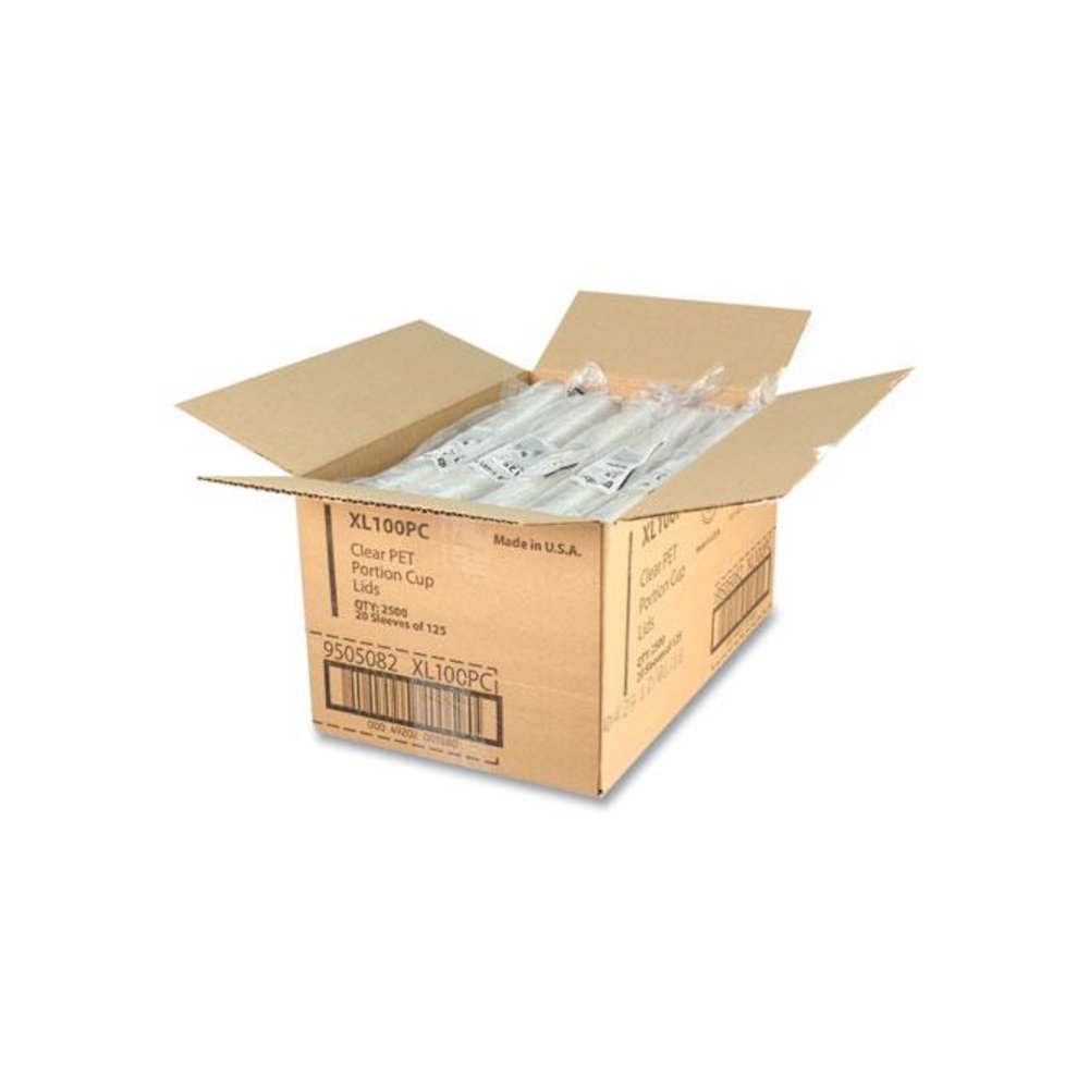 Portion Cup Lids, Fits 0.75 oz to 1 oz Portion Cups, Plastic, Clear, 2,500/Carton. Picture 4