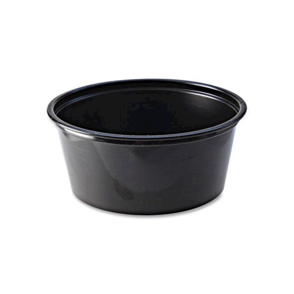 Portion Cups, 3.25 oz, Plastic, Black, 125/Sleeve, 20 Sleeves/Carton. Picture 1