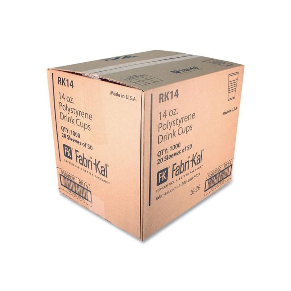 RK Ribbed Cold Drink Cups, 14 oz, Plastic, Clear, 50/Sleeve, 20 Sleeves/Carton. Picture 2