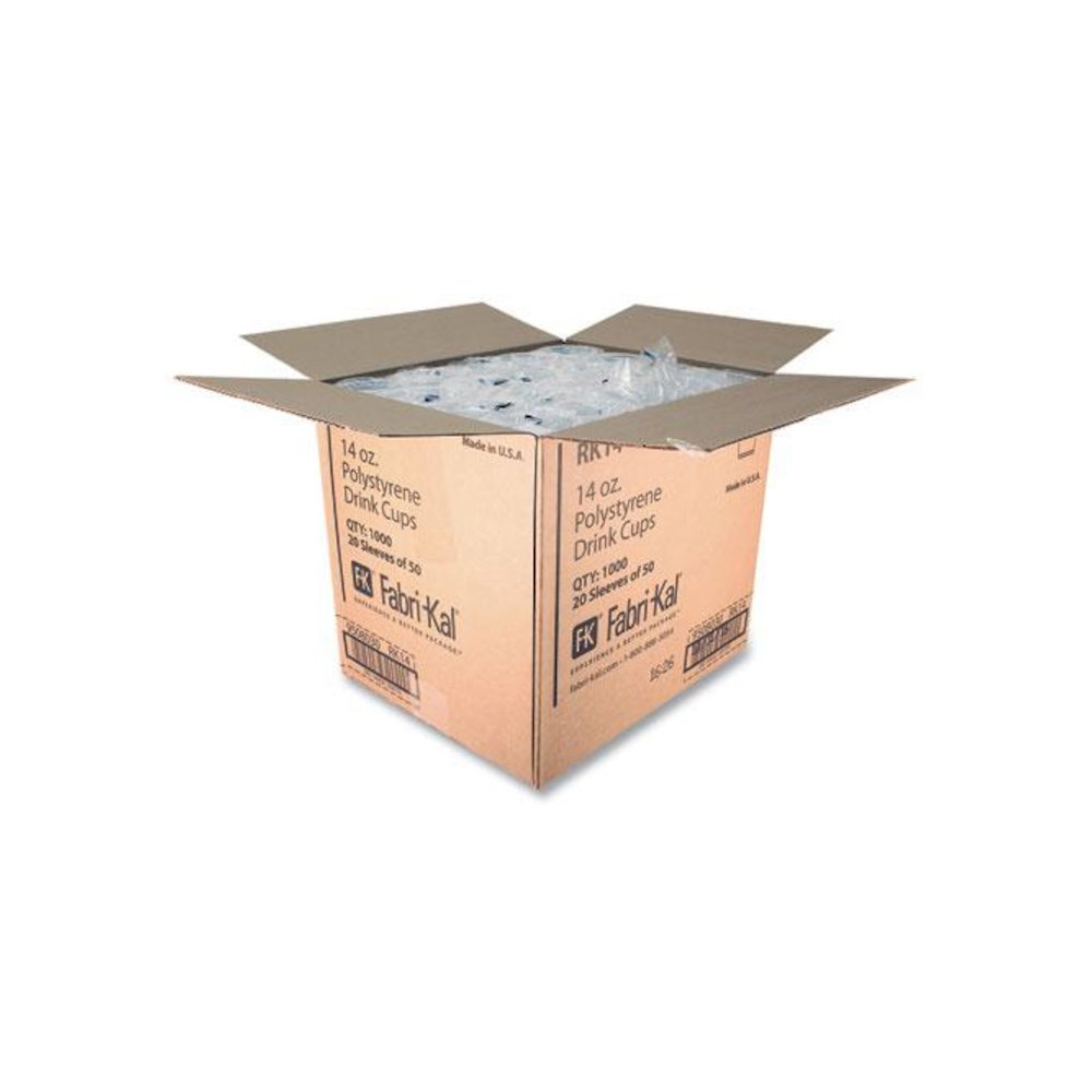 RK Ribbed Cold Drink Cups, 14 oz, Plastic, Clear, 50/Sleeve, 20 Sleeves/Carton. Picture 4