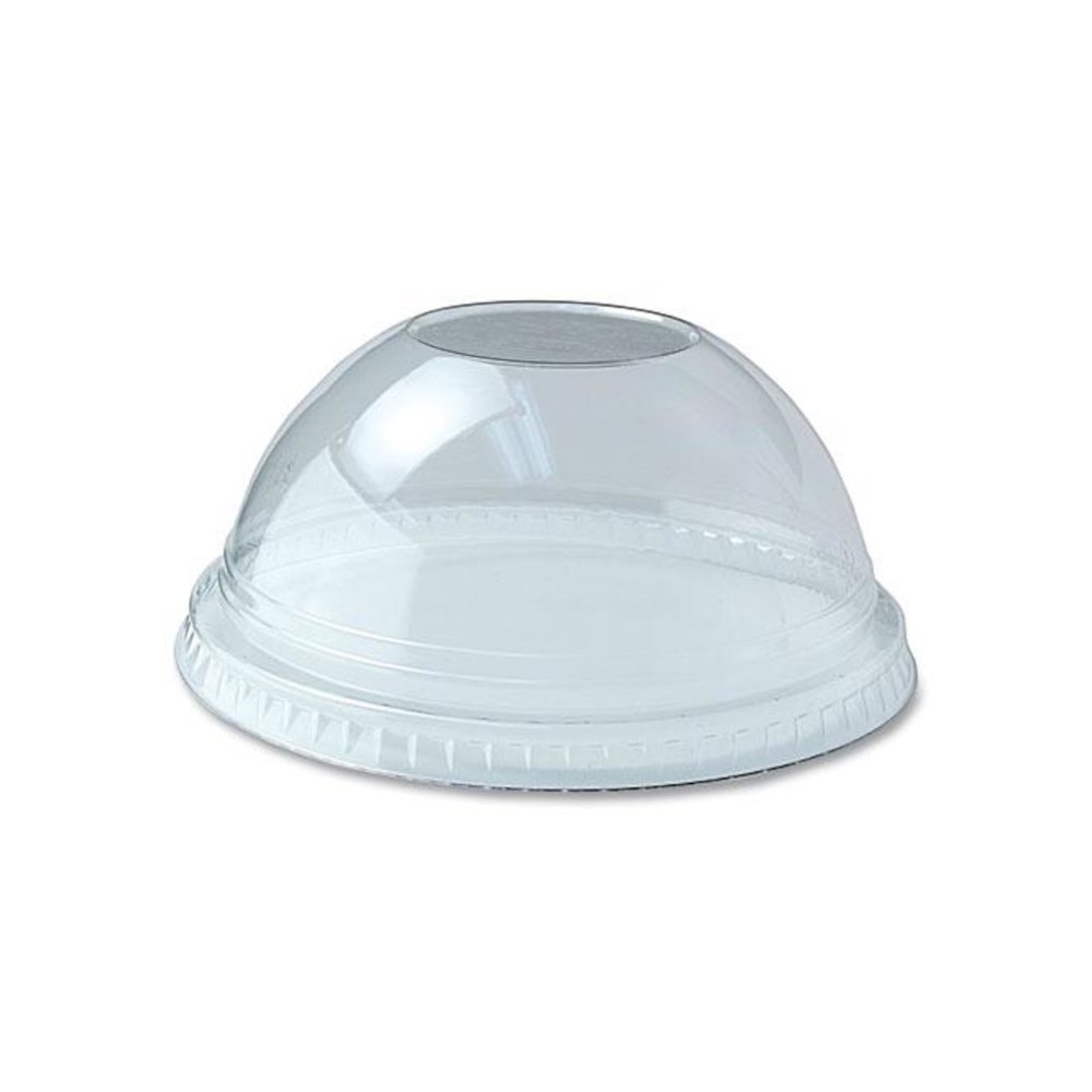 Kal-Clear/Nexclear Drink Cup Lids, Dome Lid with 1" Hole, Fits 5 oz to 24 oz Cold Cups, Plastic, Clear, 1,000/Carton. Picture 1